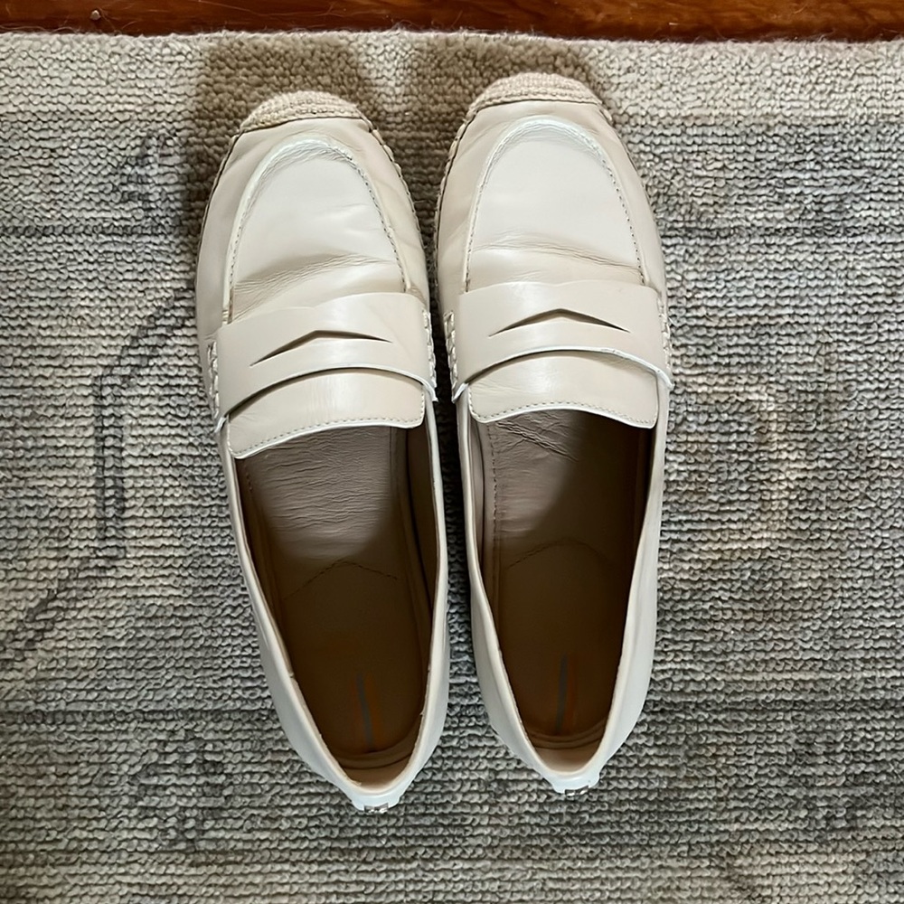 Sam Edelman Womens Kai Ivory Leather Slip On Espadrille Loafers Sz 8